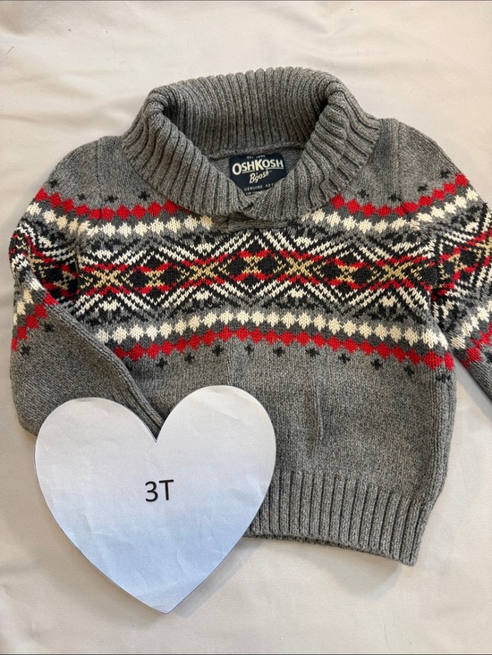 OshKosh B'gosh Other - OshKosh B'gosh Gray Turtleneck Sweater with Red and White Fair Isle
